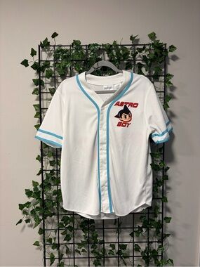 White & Light Blue Baseball Jersey
